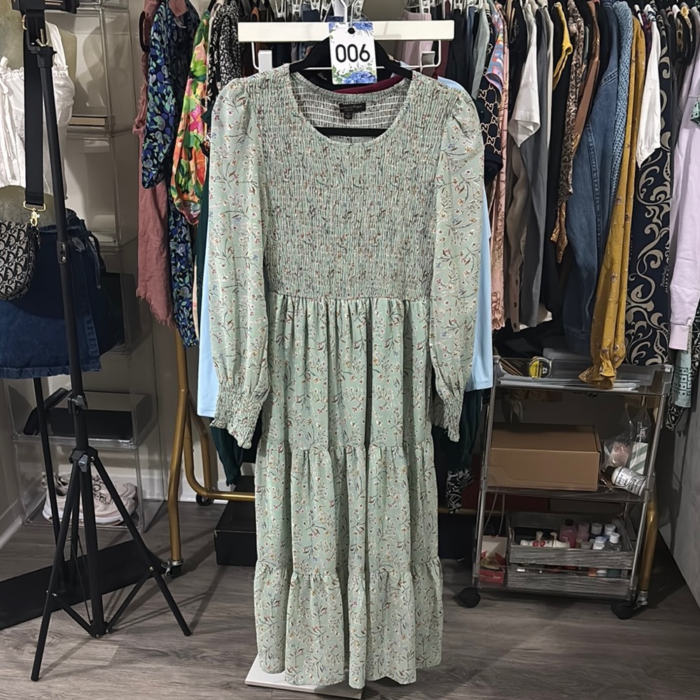 Caroline Morgan Floral Green Maxi Dress